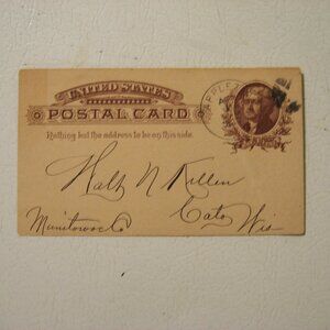 April 1st 1887 - 1 cent post card from Baldwin & Killen Real Estate